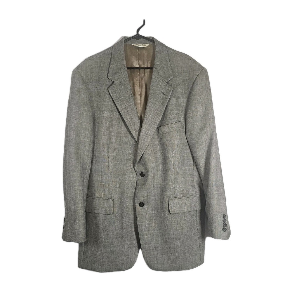 VTG Evan Picone Jacket  97% Worsted Wool Blazer Sport Coat 44L‎ Gray Glen Check